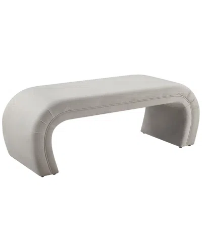 Tov Kenya Light Grey Velvet Bench