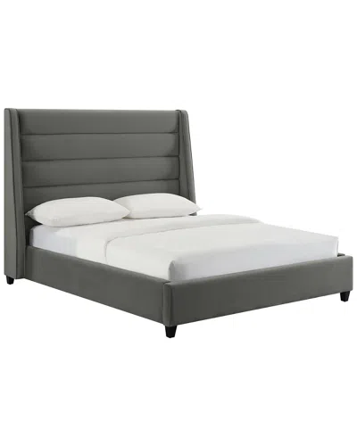 Tov Furniture Koah Grey Velvet Bed In Gray