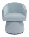 Tov Furniture Kristen Faded Upcycled Chenille Rolling Desk Chair In Blue