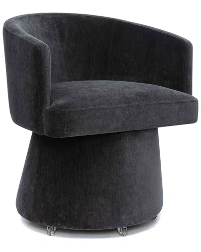 Tov Furniture Kristen Upcycled Chenille Rolling Desk Chair In Gray