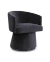 Tov Furniture Kristen Upcycled Chenille Rolling Desk Chair In Black
