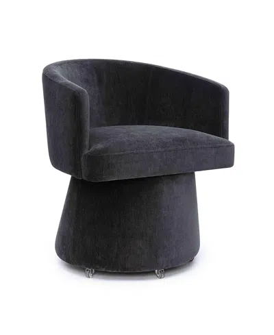 Tov Furniture Kristen Upcycled Chenille Rolling Desk Chair In Black