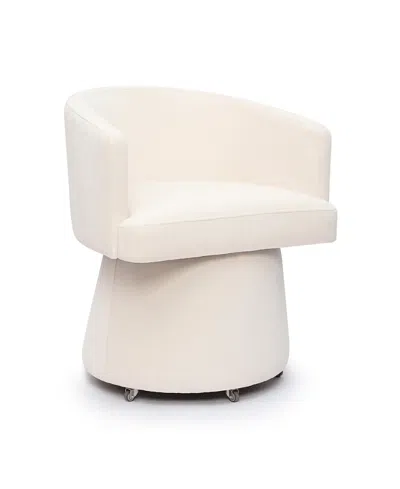 Tov Furniture Kristen Upcycled Chenille Rolling Desk Chair In White