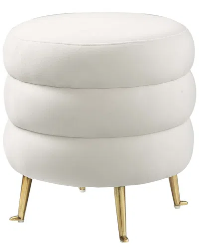 Tov Furniture Ladder Velvet Ottoman In White