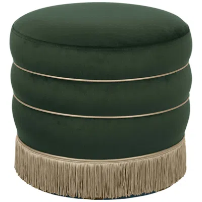 Tov Furniture Lakka Green Velvet Round Ottoman