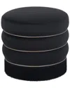 Tov Furniture Lakka Velvet Ottoman In Black