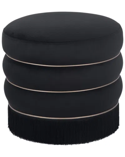 Tov Furniture Lakka Velvet Ottoman In Black