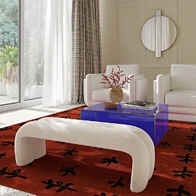 Tov Furniture Leigh Velvet Channeled Bench In Cream