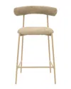 Tov Furniture Liliana Velvet Counter Stool In Brown