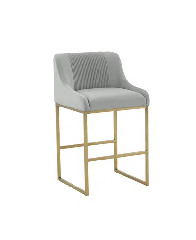 Tov Furniture Lisa Pleated Velvet Counter Stool In Gray
