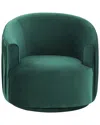 Tov Furniture London Green Pleated Swivel Chair In Green