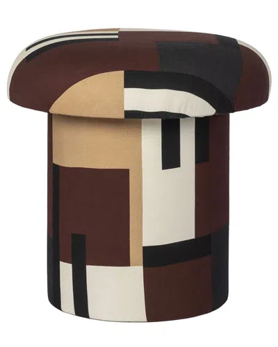Tov Furniture Lucy Mud Brown Abstract Print Mushroom Stool