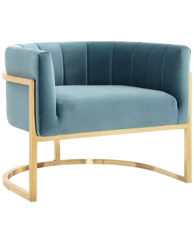 Tov Furniture Magnolia Sea Blue Chair With Gold Base