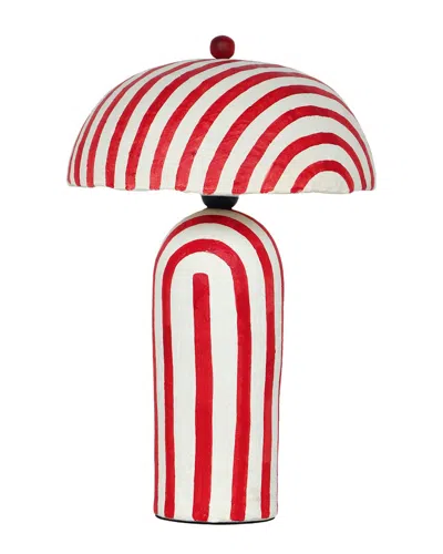 Tov Furniture Maiori Red Striped Papier Mache Table Lamp
