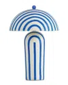 Tov Furniture Maiori Striped Papier Mache Table Lamp In Blue