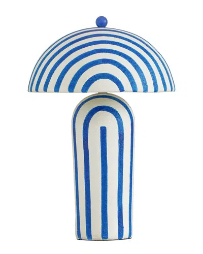 Tov Furniture Maiori Striped Papier Mache Table Lamp In Blue