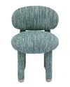 Tov Furniture Manu Knubby Performance Fabric Vanity Side Chair In Teal