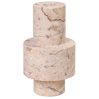 Tov Furniture Marble Travertine Turned Candle Holder