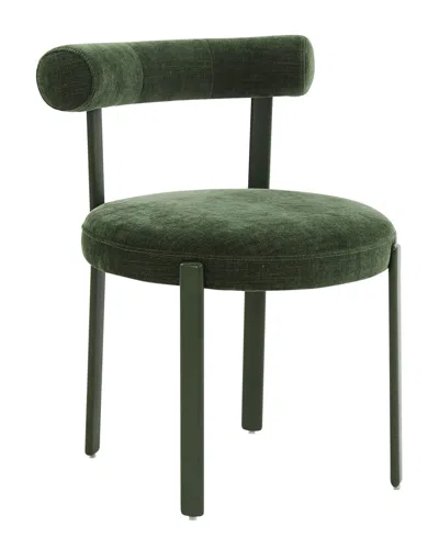 Tov Furniture Margaret Textured Velvet Bolster Back Dining Chair In Green