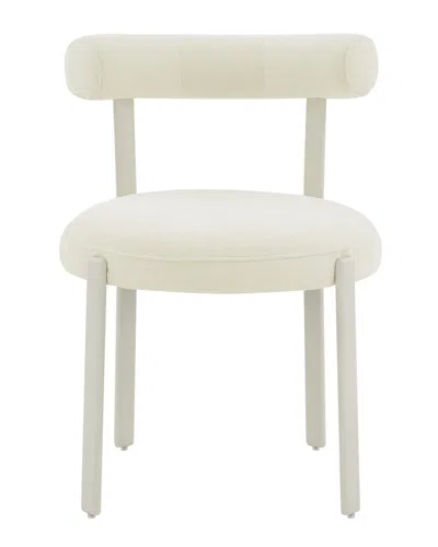 Tov Furniture Margaret Textured Velvet Bolster Back Dining Chair In White