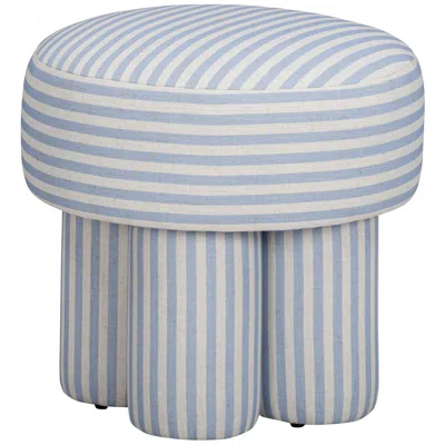 Tov Furniture Masha Blue Striped Linen Stool In Gray