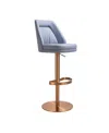 Tov Furniture Maven Performance Faux Leather And Rose Gold Adjustable Swivel Stool In Gold
