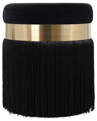 Tov Furniture Melody Tasseled Ottoman In Black
