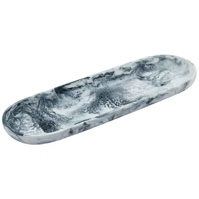 Tov Furniture Mera Black & White Long Resin Serving Platter