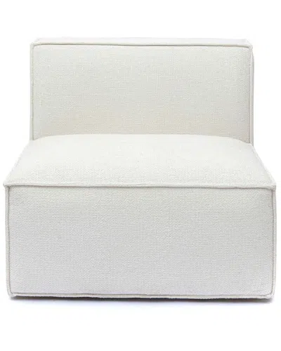 Tov Furniture Mindy Chenille Basketweave Armless Chair In White