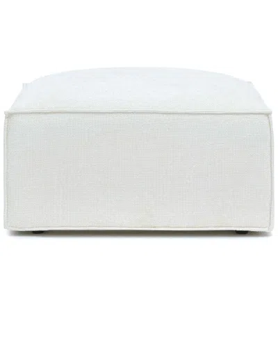 Tov Furniture Mindy Chenille Basketweave Ottoman In White