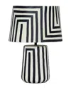 Tov Furniture Minori Striped Papier Mache Table Lamp In Black