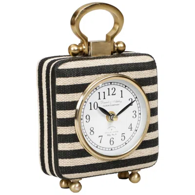 Tov Furniture Mona Black Striped Designer Standing Accent Clock In Gold
