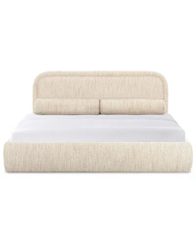 Tov Furniture Murielle Cream Heavy Knubby Boucle Queen Bed In Neutral