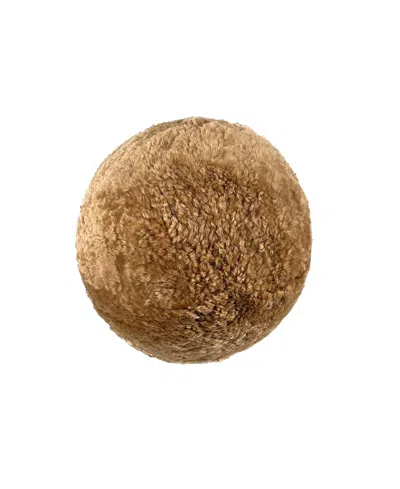 Tov Furniture New Zealand Genuine Sheepskin Ball Pillow In Brown