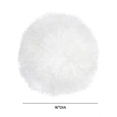 Tov Furniture Round New Zealand Sheepskin Pillow, 16 In White