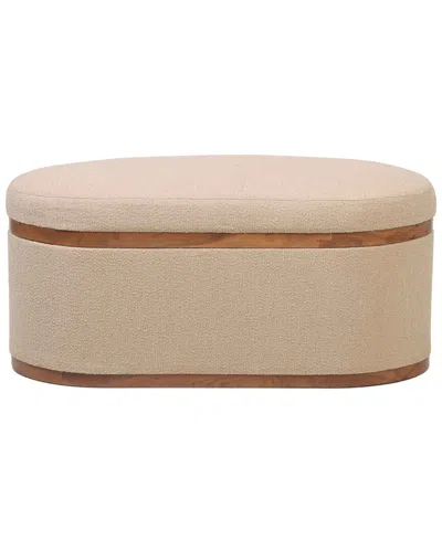 Tov Furniture Olivier Boucle Oval Storage Ottoman In Ivory