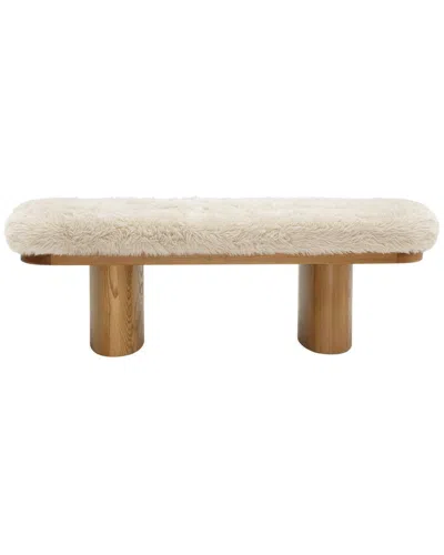 Tov Furniture Ollie Straight Vegan Shearling Bench In Animal Print