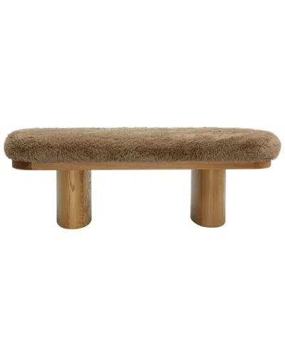 Tov Furniture Ollie Straight Vegan Shearling Bench In Multi