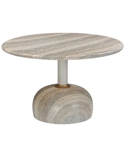 Tov Furniture Omaha Concrete Faux Travertine Indoor/outdoor 48in Round Dining Table In Gray