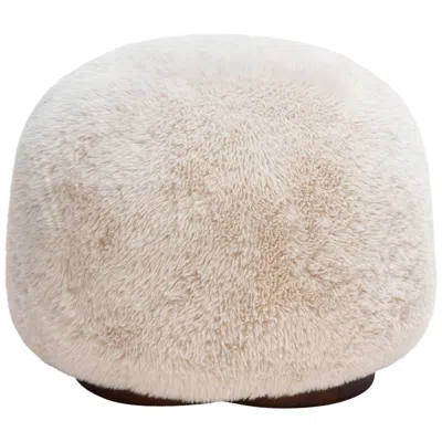Tov Furniture Oopa Cream Contract-grade Straight Vegan Shearling Swivel Ottoman In Neutral