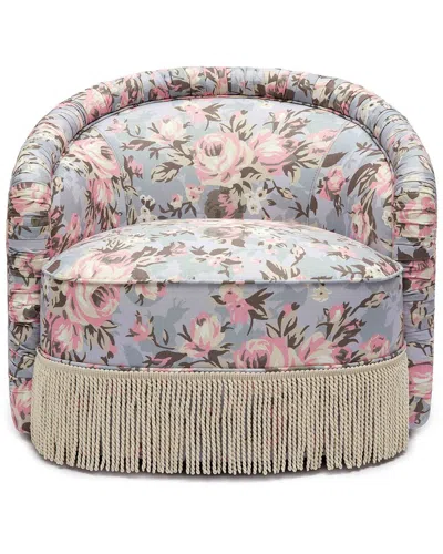Tov Furniture Pamela Spring Floral Print Tasseled Lounge Chair In Gray