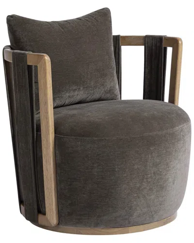 Tov Furniture Paolo Upcycled Fabric Swivel Chair In Green