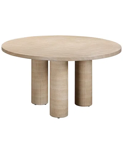 Tov Furniture Patti Textured Faux Travertine Indoor/outdoor Round Dining Table In Neutral