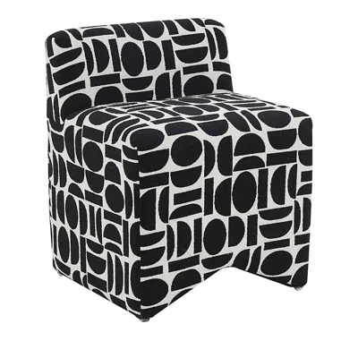 Tov Furniture Pippa Geometric Jacquard Weave Stool In Black