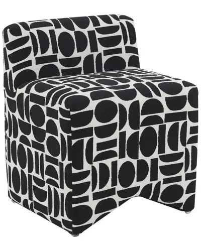 Tov Furniture Pippa Geometric Jacquard Weave Stool In Black