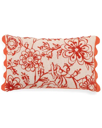 Tov Furniture Portia Embroidered Cotton Flex 20in Accent Pillow In Orange