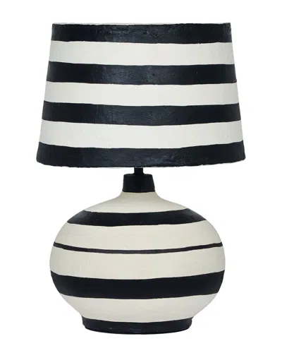 Tov Furniture Positano Striped Papier Mache Table Lamp In Black
