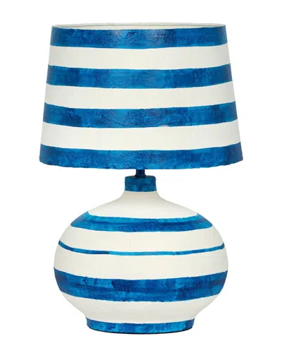 Tov Furniture Positano Striped Papier Mache Table Lamp In Blue
