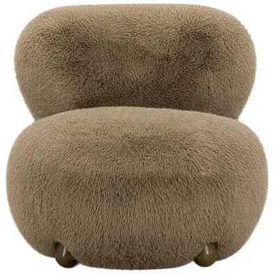 Tov Furniture Pucker Taupe Contract-grade Vegan Shearling Accent Chair In Brown
