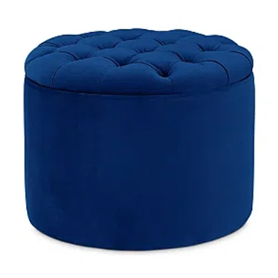 Tov Furniture Queen Velvet Storage Ottoman In Navy